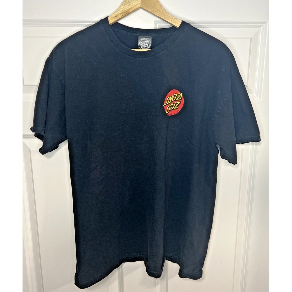 Santa Cruz Skateboards Dot Logo Tee Large Black NHS Tag Alstyle Ringspun - Picture 3 of 10